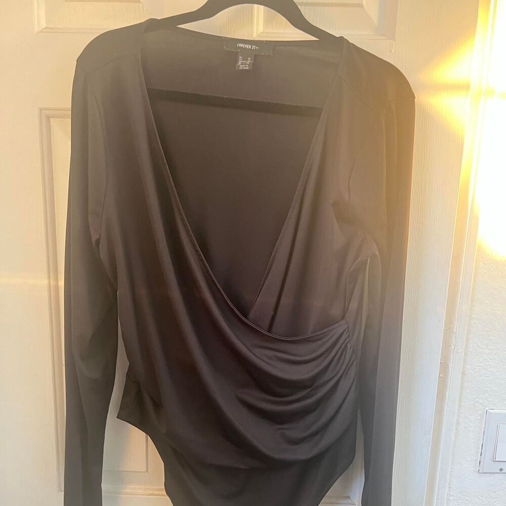 Forever 21 Long Sleeve Going Out Date Night Black Bodysuit